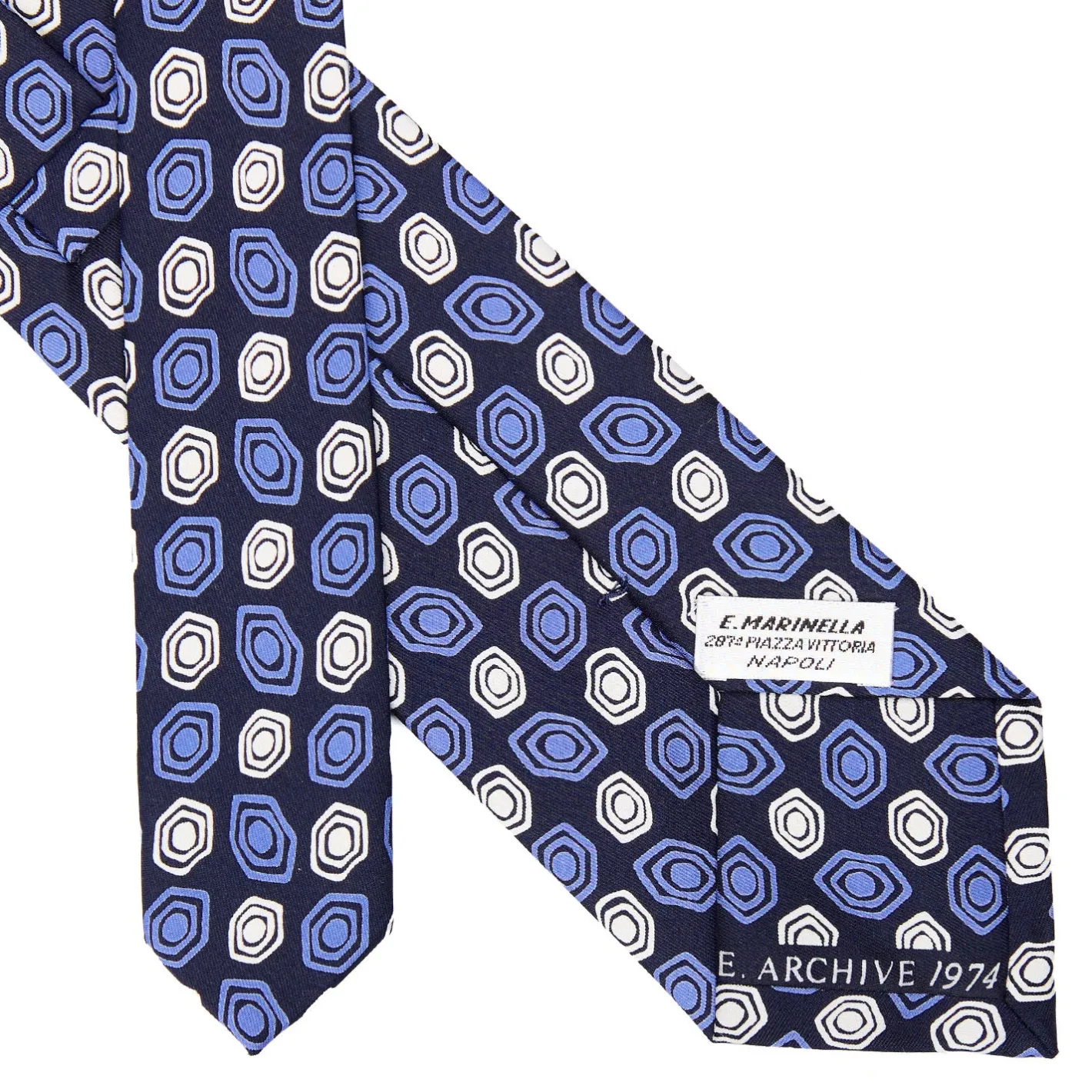 E.Marinella CRAVATTA IN SETA BLU SCURO Collezione archivio anno 1974