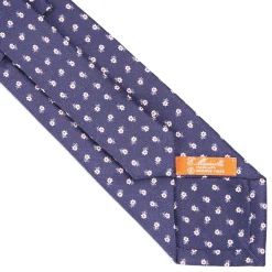 E.Marinella CRAVATTA IN SETA E ORANGE FIBER BLU Collezione orange fiber Outlet