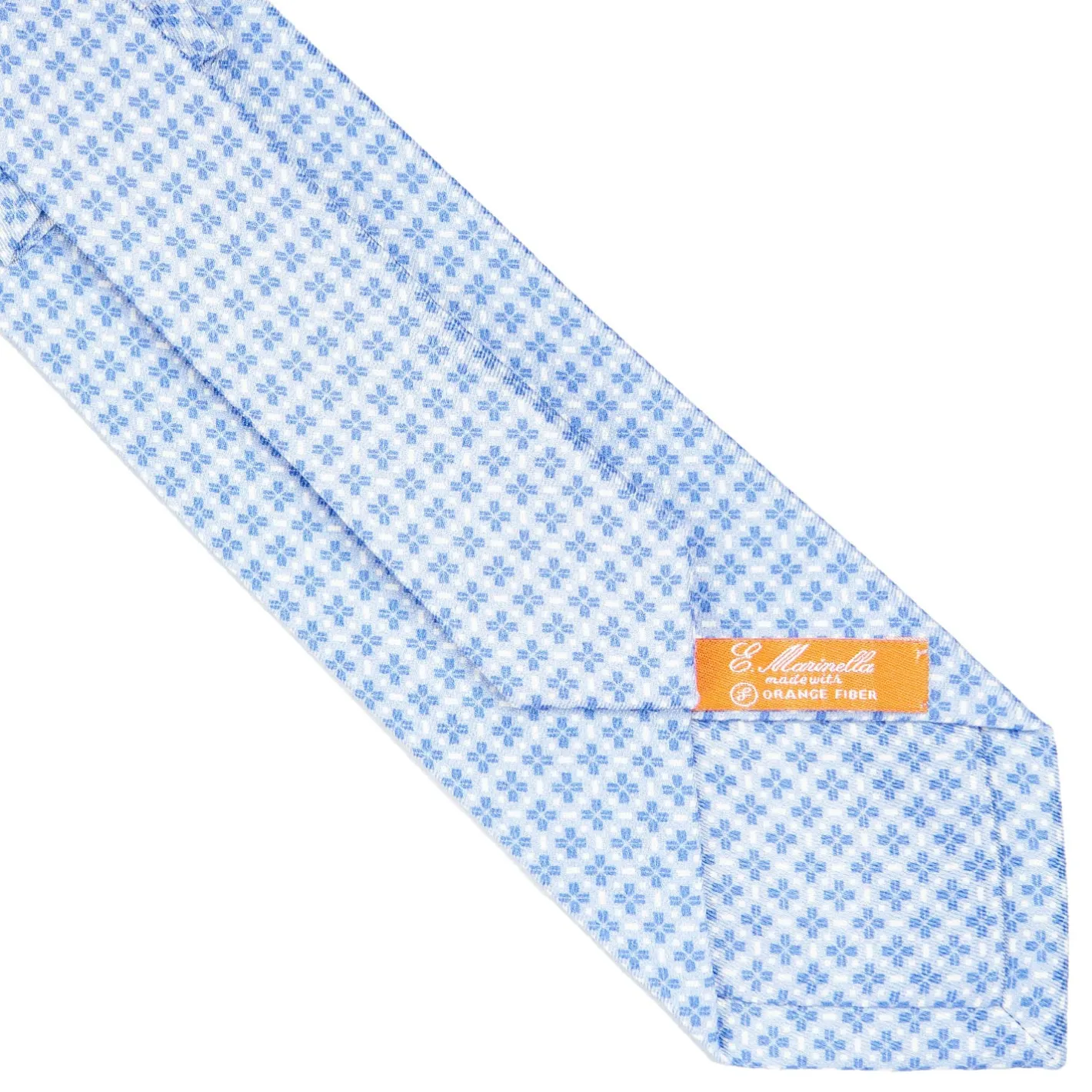 E.Marinella CRAVATTA IN SETA E ORANGE FIBER AZZURRA Collezione orange fiber Online