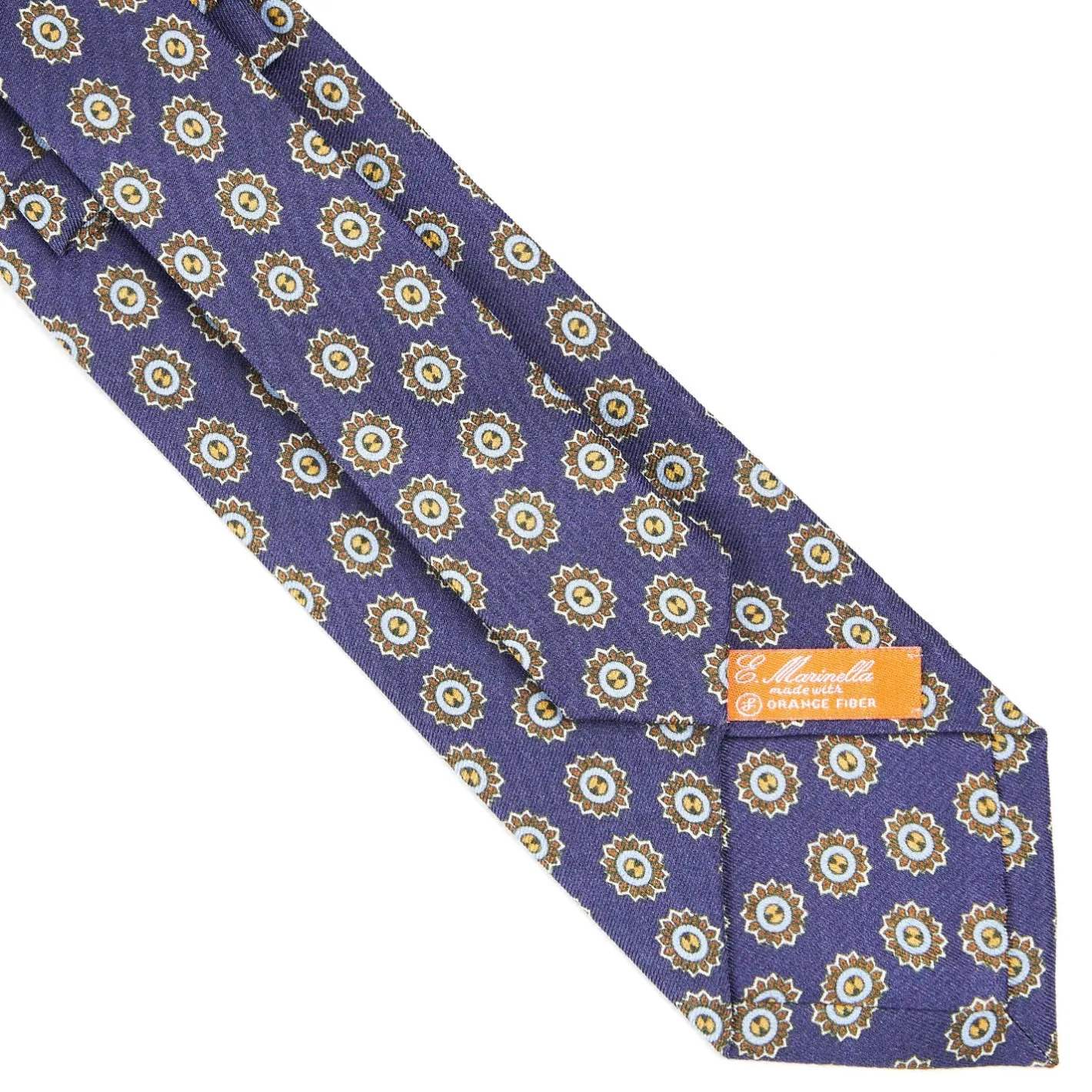 E.Marinella CRAVATTA IN SETA E ORANGE FIBER BLU Collezione orange fiber Online