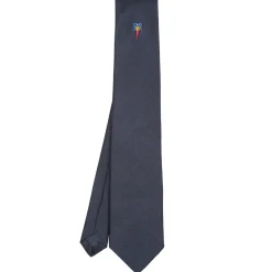 E.Marinella CRAVATTA IN SETA JACQUARD BLU Con cornetto sottonodo Clearance