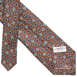 E.Marinella CRAVATTA IN SETA MARRONE SCURO Collezione archivio anno 1959 Sale