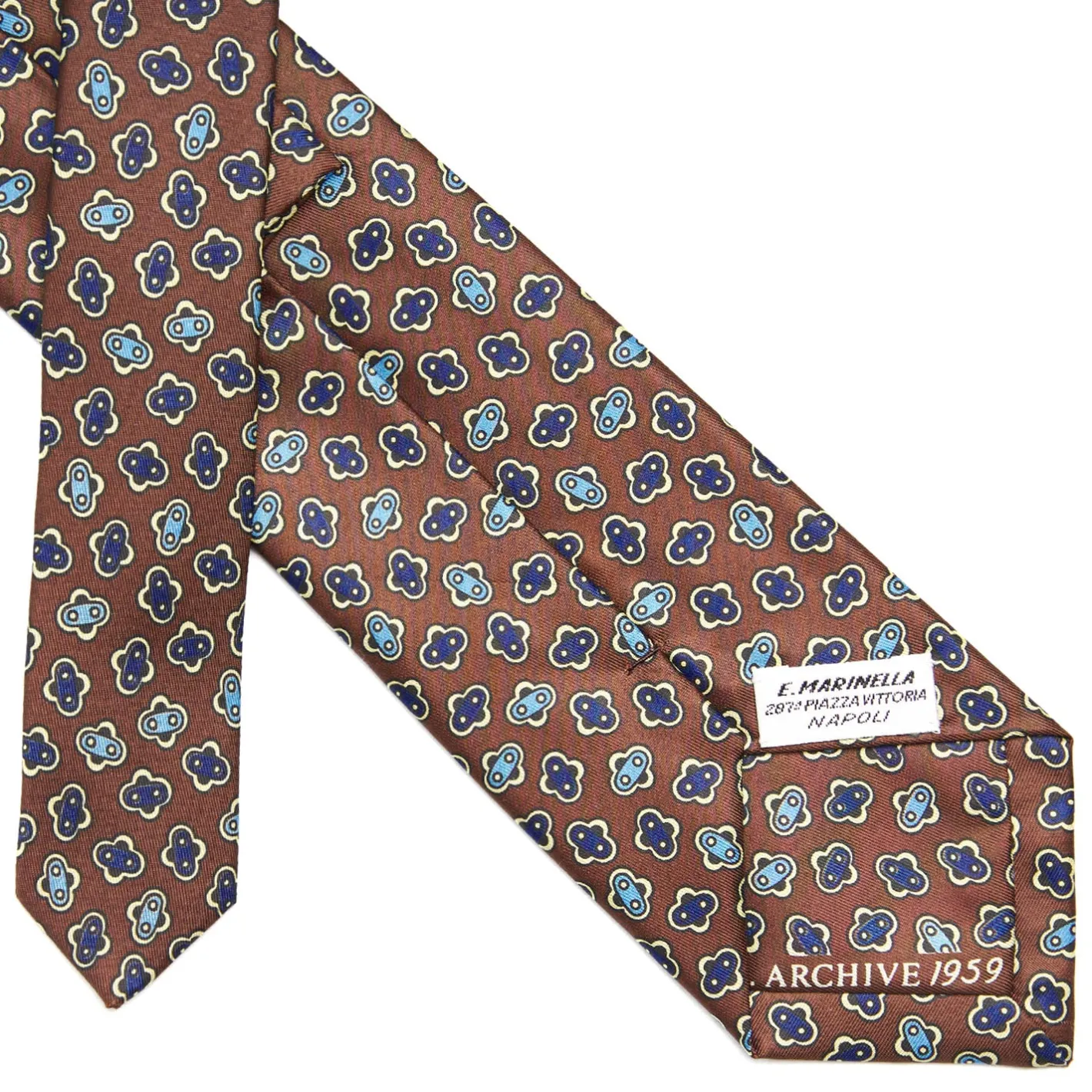 E.Marinella CRAVATTA IN SETA MARRONE SCURO Collezione archivio anno 1959 Sale