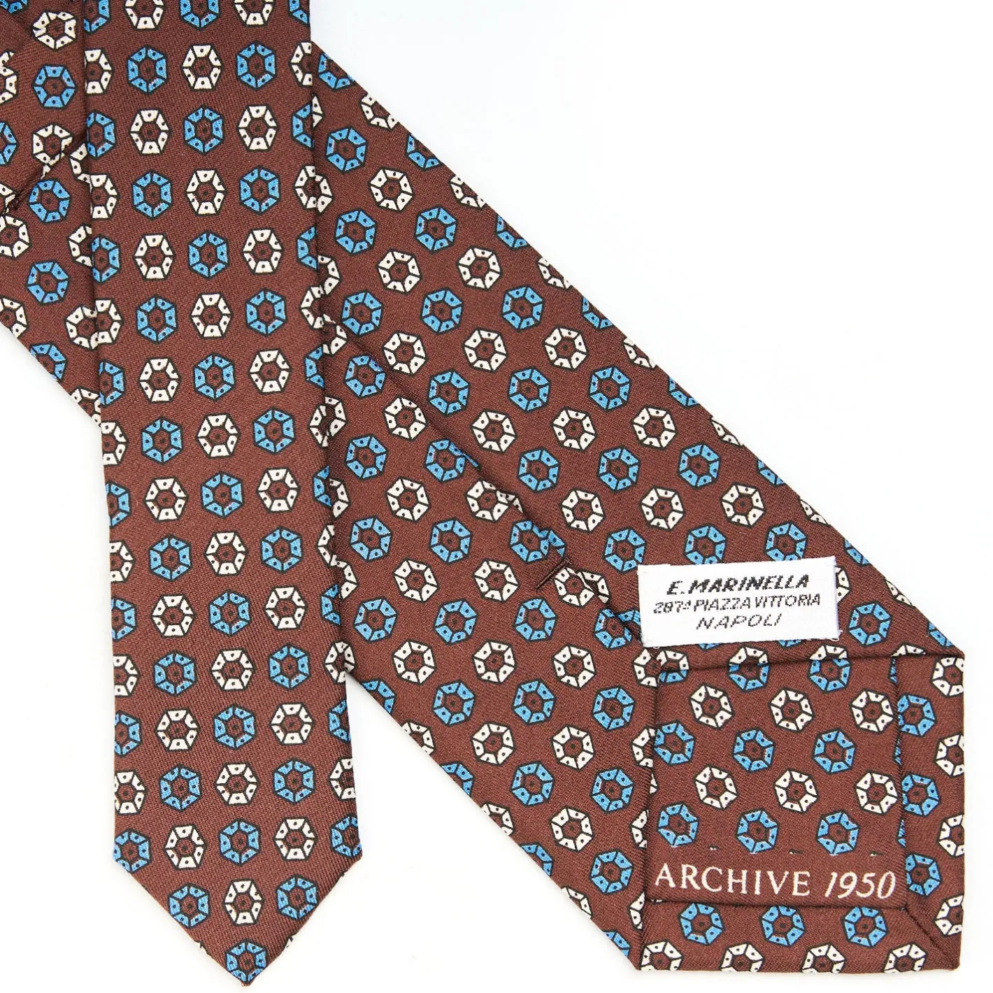 E.Marinella CRAVATTA IN SETA MARRONE SCURO Collezione archivio anno 1950