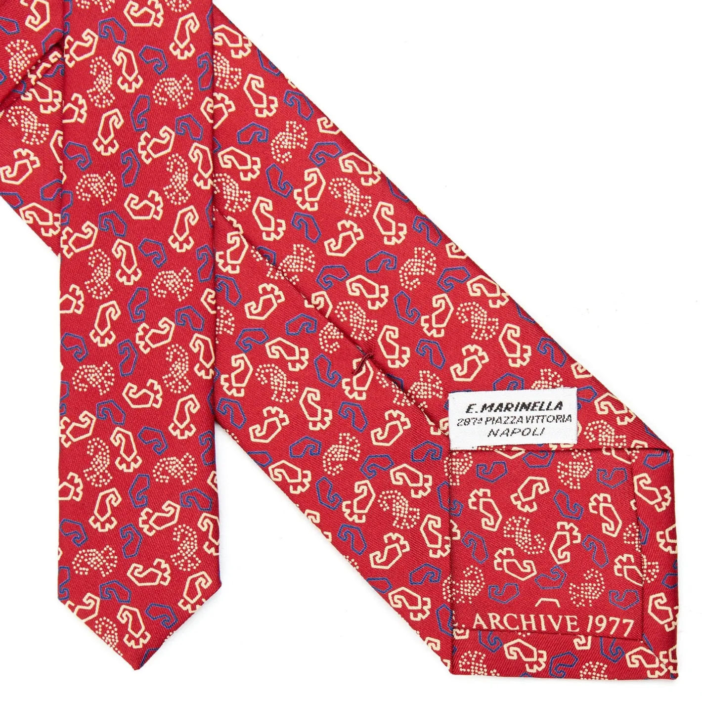 E.Marinella CRAVATTA IN SETA ROSSA Collezione archivio anno 1977 Outlet