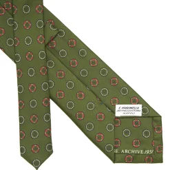 E.Marinella CRAVATTA IN SETA VERDE OLIVA Collezione archivio anno 1951 New
