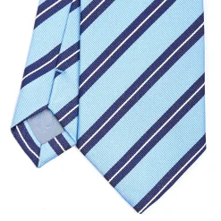 E.Marinella CRAVATTA REGIMENTAL IN SETA AZZURRA Righe blu e bianche Outlet