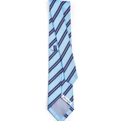 E.Marinella CRAVATTA REGIMENTAL IN SETA AZZURRA Righe blu e bianche Outlet