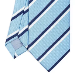 E.Marinella CRAVATTA REGIMENTAL IN SETA AZZURRA Righe blu e bianche Discount