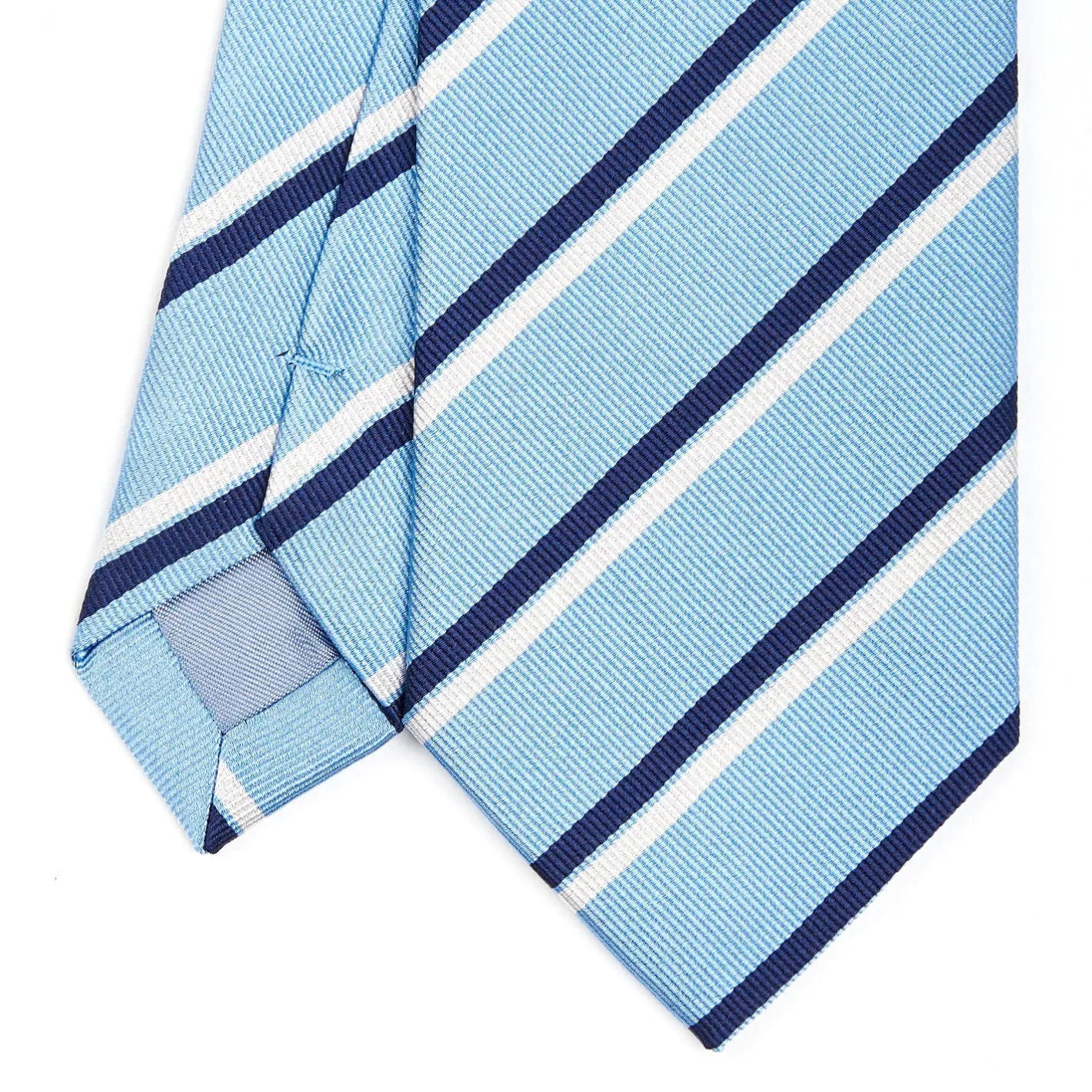 E.Marinella CRAVATTA REGIMENTAL IN SETA AZZURRA Righe blu e bianche Discount