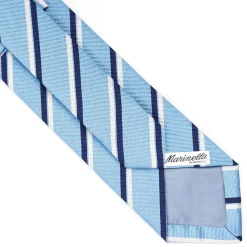 E.Marinella CRAVATTA REGIMENTAL IN SETA AZZURRA Righe blu e bianche Discount