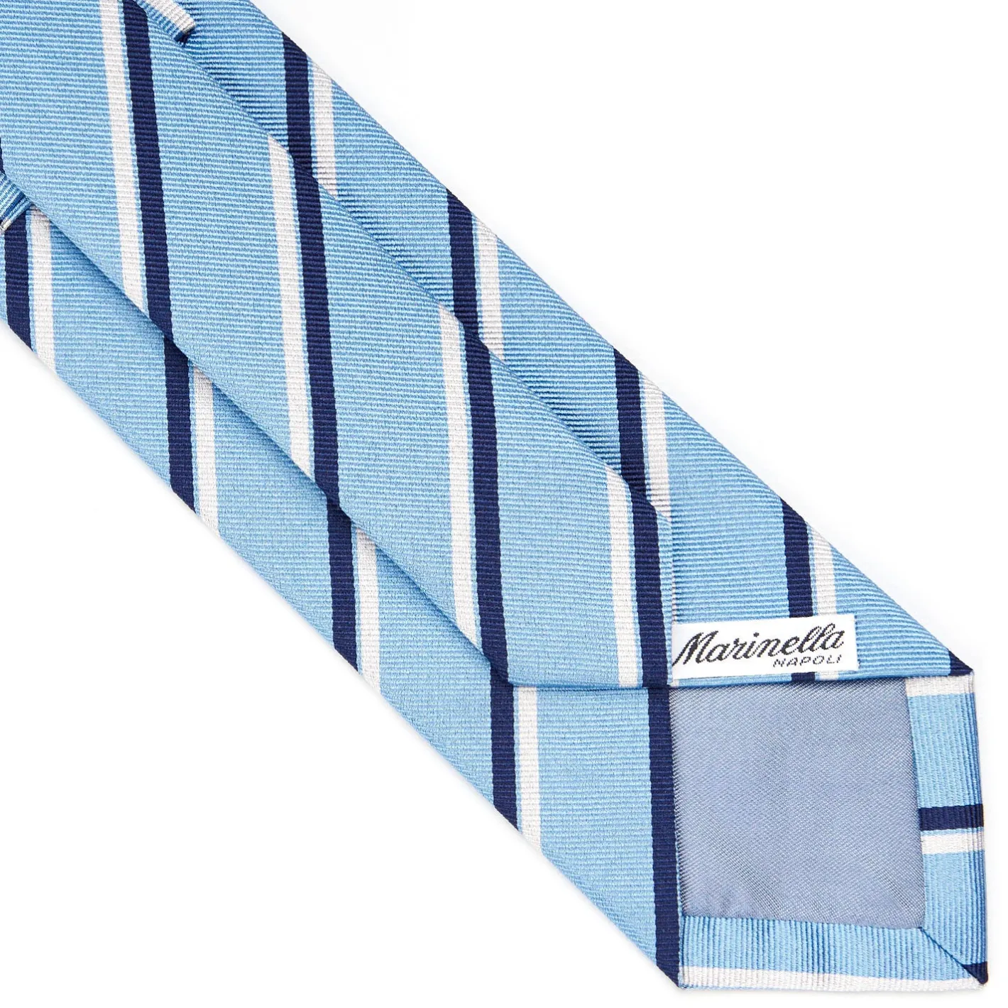 E.Marinella CRAVATTA REGIMENTAL IN SETA AZZURRA Righe blu e bianche Discount