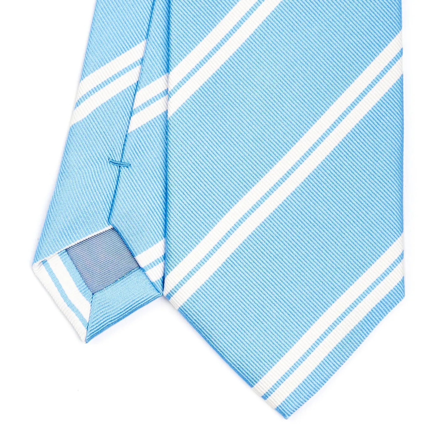 E.Marinella CRAVATTA REGIMENTAL IN SETA AZZURRA Righe bianche Sale