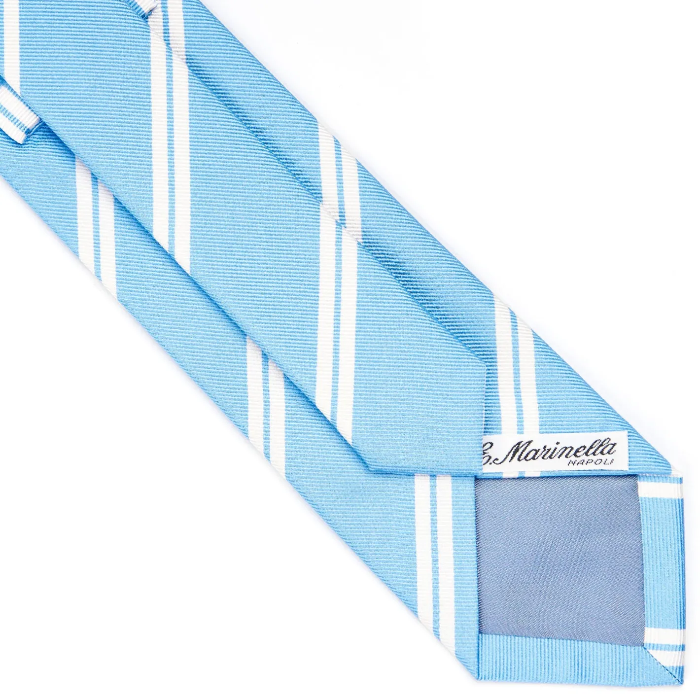 E.Marinella CRAVATTA REGIMENTAL IN SETA AZZURRA Righe bianche Sale