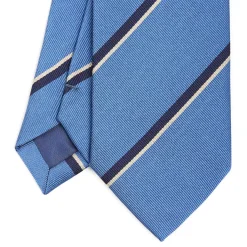 E.Marinella CRAVATTA REGIMENTAL IN SETA AZZURRO POLVERE Righe blu e bianche Online