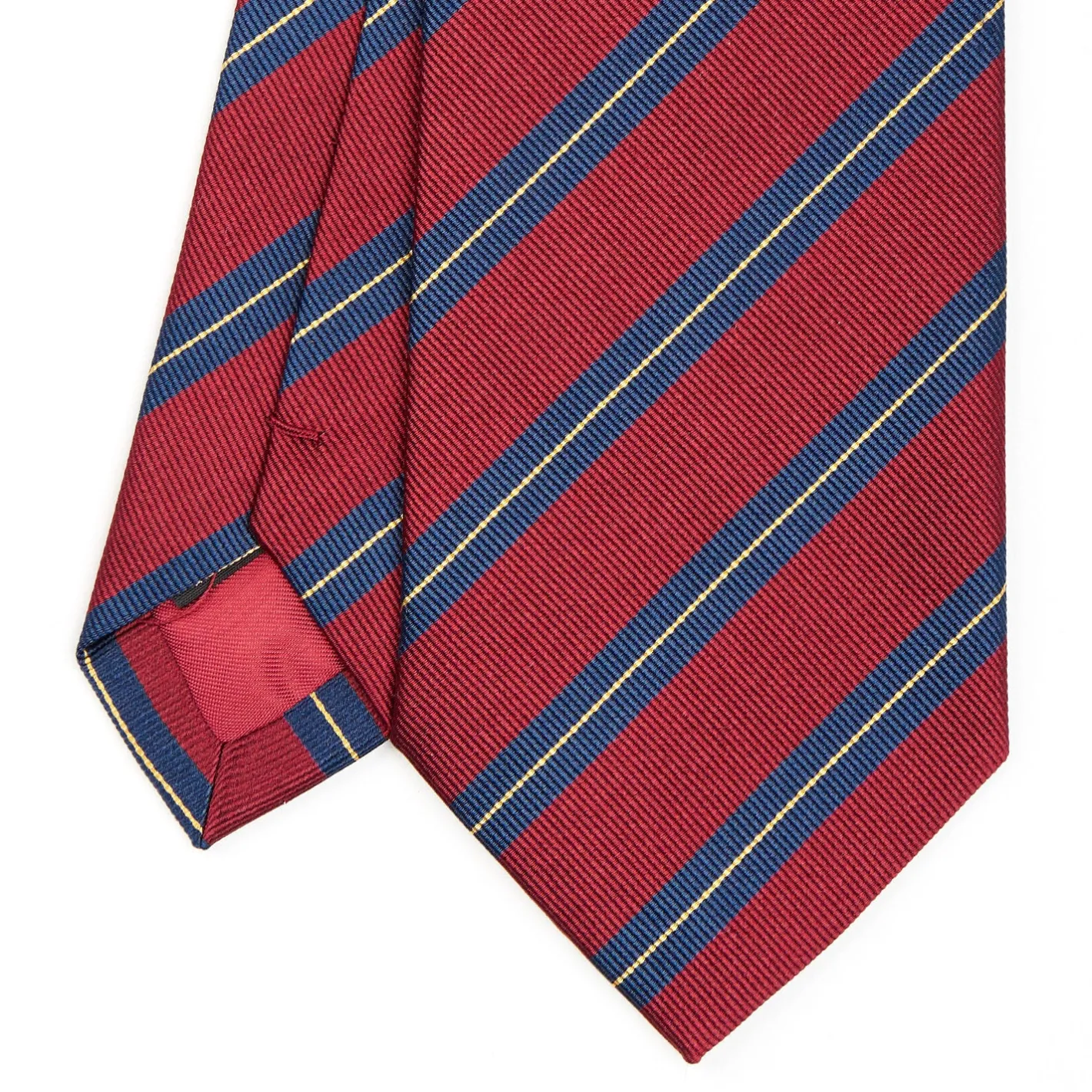 E.Marinella CRAVATTA REGIMENTAL IN SETA BORDEAUX Righe blu e beige Discount