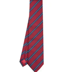 E.Marinella CRAVATTA REGIMENTAL IN SETA BORDEAUX Righe blu e beige Discount