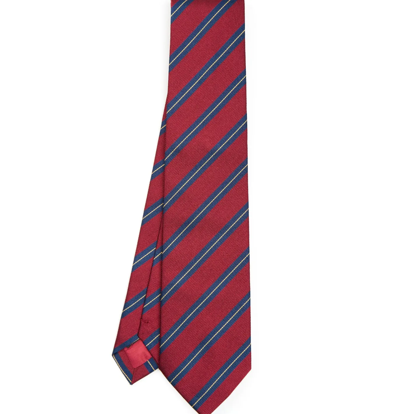 E.Marinella CRAVATTA REGIMENTAL IN SETA BORDEAUX Righe blu e beige Discount