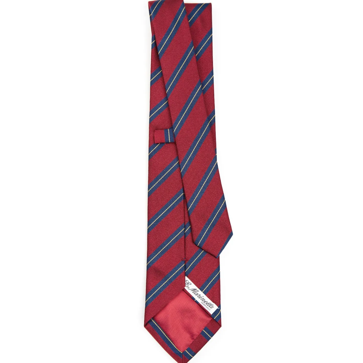 E.Marinella CRAVATTA REGIMENTAL IN SETA BORDEAUX Righe blu e beige Discount