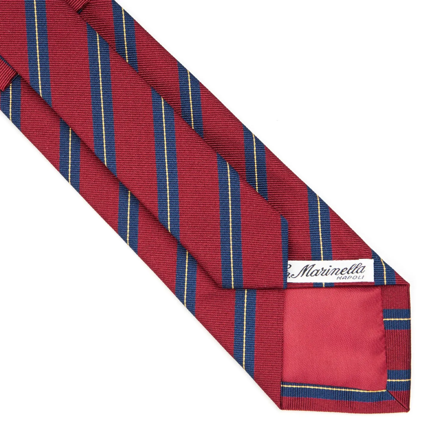 E.Marinella CRAVATTA REGIMENTAL IN SETA BORDEAUX Righe blu e beige Discount