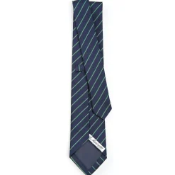 E.Marinella CRAVATTA REGIMENTAL IN SETA BLU SCURO Righe verdi New