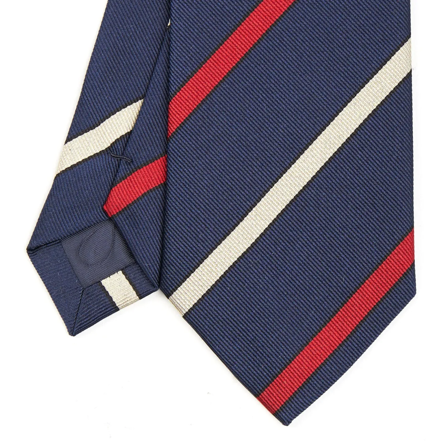 E.Marinella CRAVATTA REGIMENTAL IN SETA BLU SCURO Righe rosse e beige Online