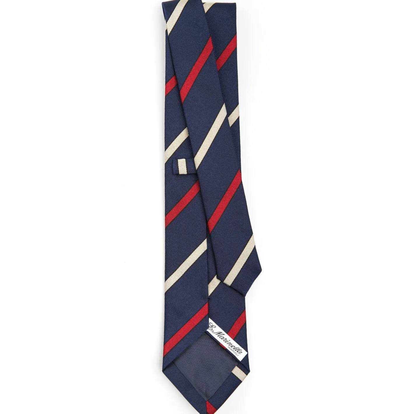 E.Marinella CRAVATTA REGIMENTAL IN SETA BLU SCURO Righe rosse e beige Online