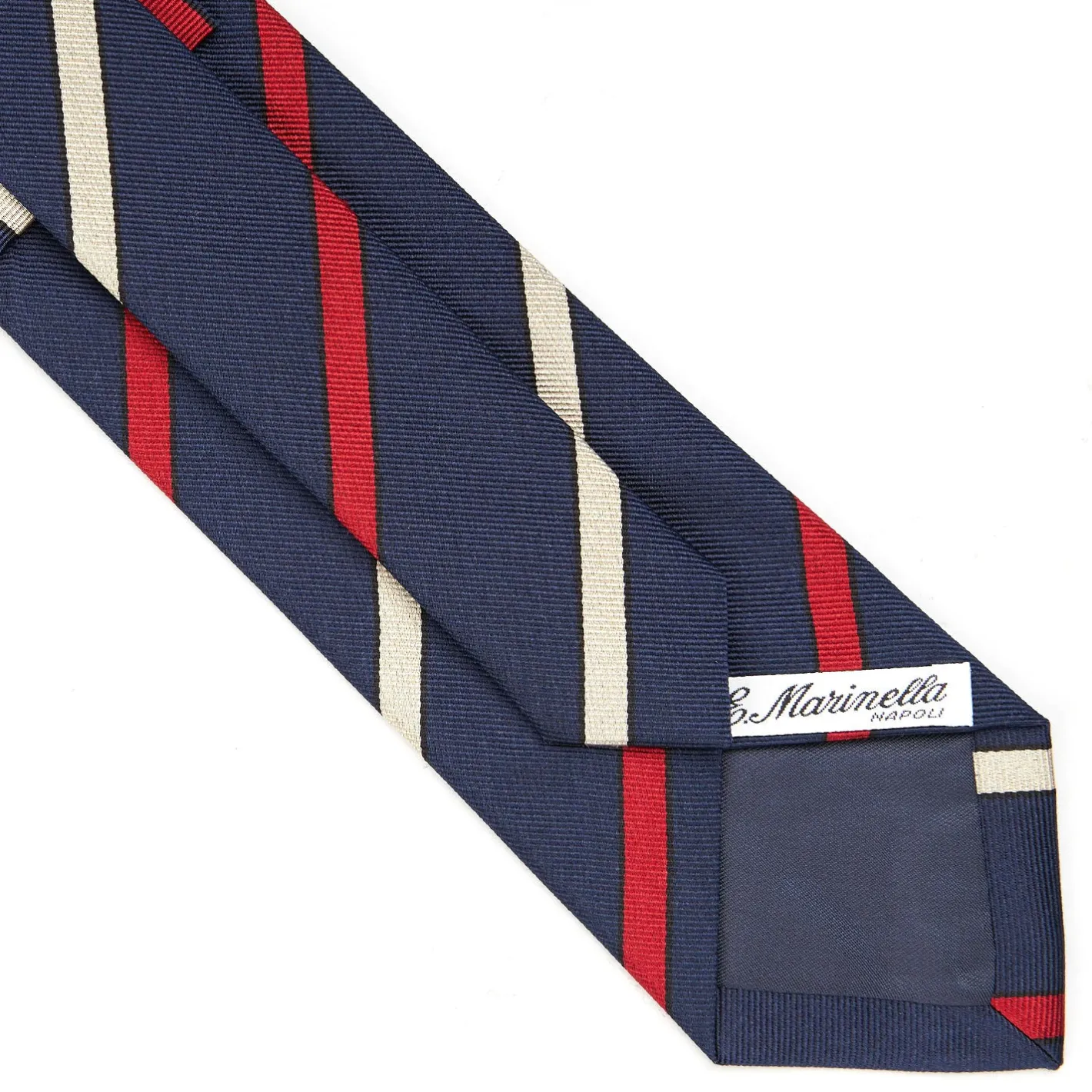 E.Marinella CRAVATTA REGIMENTAL IN SETA BLU SCURO Righe rosse e beige Online