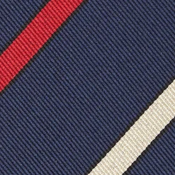 E.Marinella CRAVATTA REGIMENTAL IN SETA BLU SCURO Righe rosse e beige Online