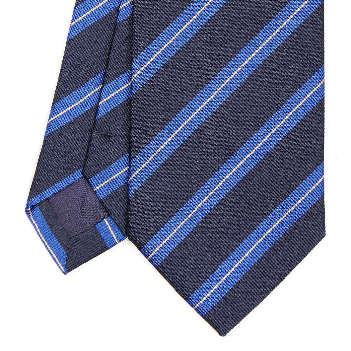 E.Marinella CRAVATTA REGIMENTAL IN SETA BLU SCURO Righe azzurre Discount