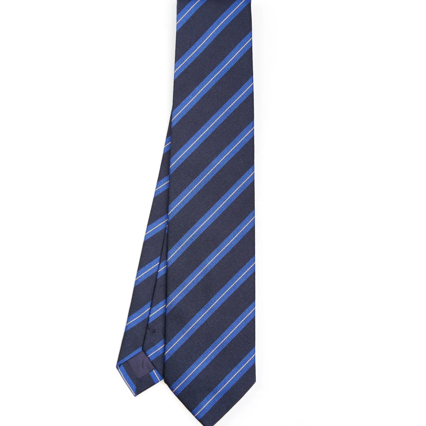 E.Marinella CRAVATTA REGIMENTAL IN SETA BLU SCURO Righe azzurre Discount