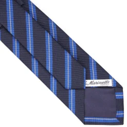 E.Marinella CRAVATTA REGIMENTAL IN SETA BLU SCURO Righe azzurre Discount