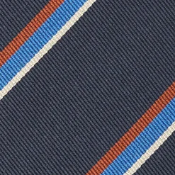 E.Marinella CRAVATTA REGIMENTAL IN SETA BLU SCURO Righe marroni e azzurre