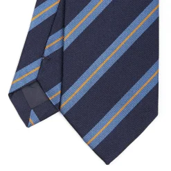 E.Marinella CRAVATTA REGIMENTAL IN SETA BLU SCURO Righe azzurre e beige Best