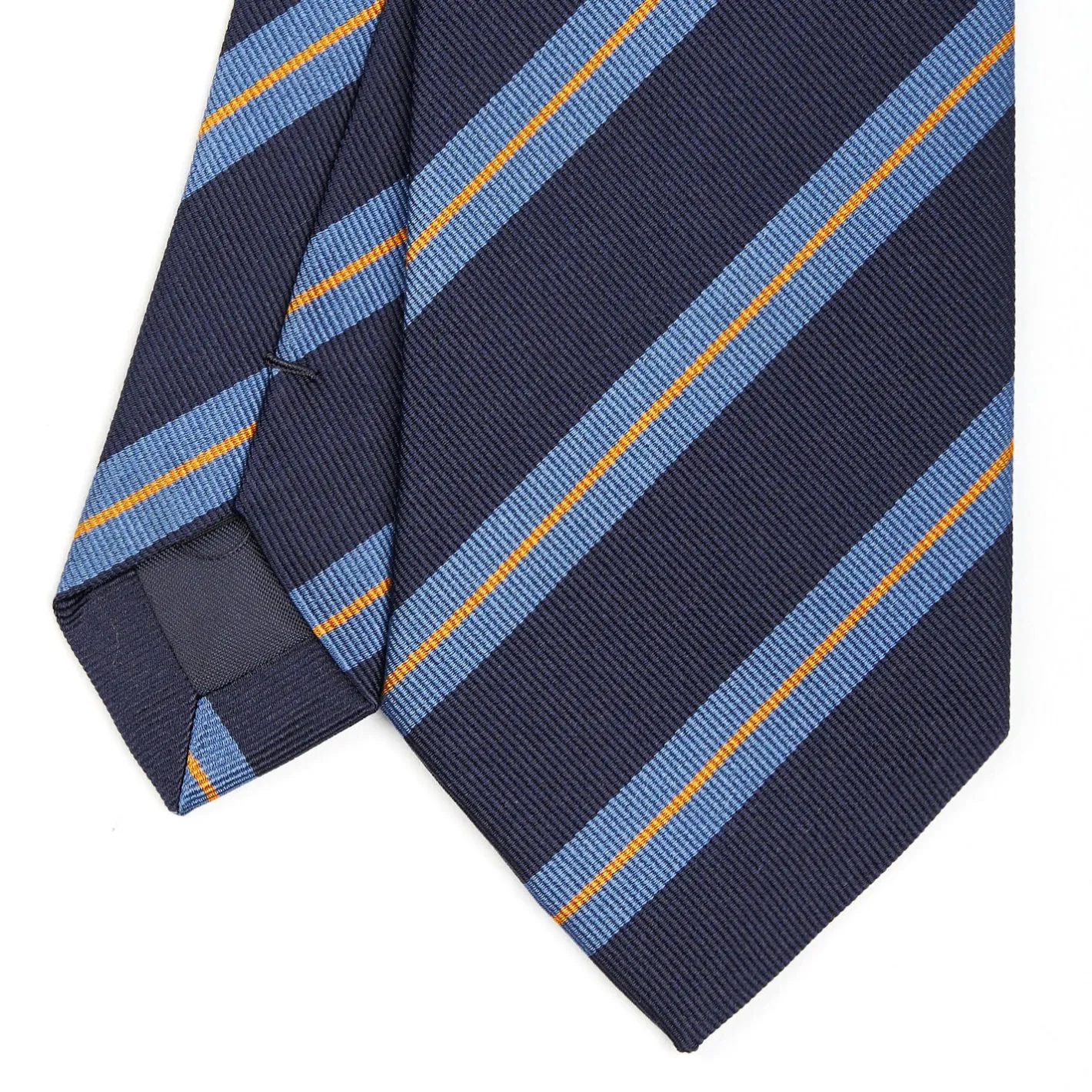 E.Marinella CRAVATTA REGIMENTAL IN SETA BLU SCURO Righe azzurre e beige Best