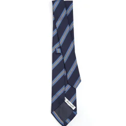 E.Marinella CRAVATTA REGIMENTAL IN SETA BLU SCURO Righe azzurre e beige Best