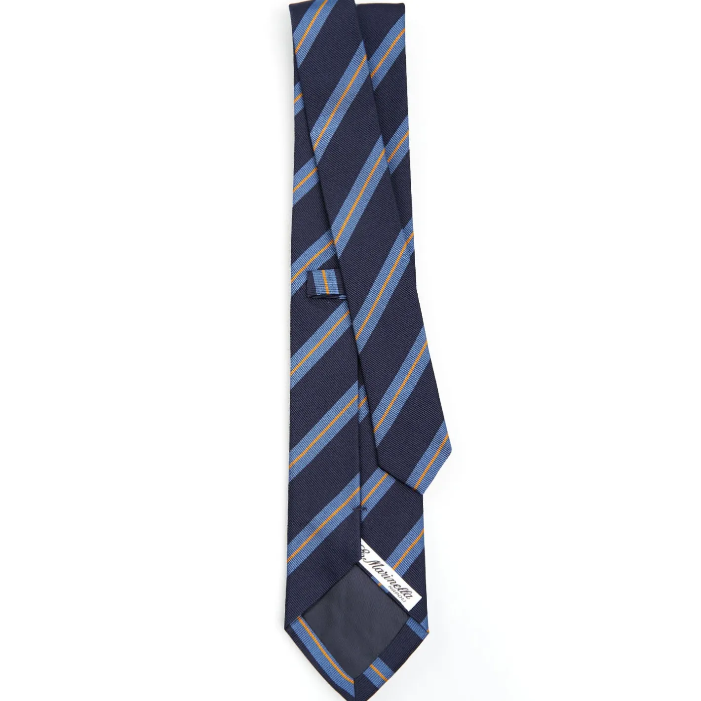 E.Marinella CRAVATTA REGIMENTAL IN SETA BLU SCURO Righe azzurre e beige Best