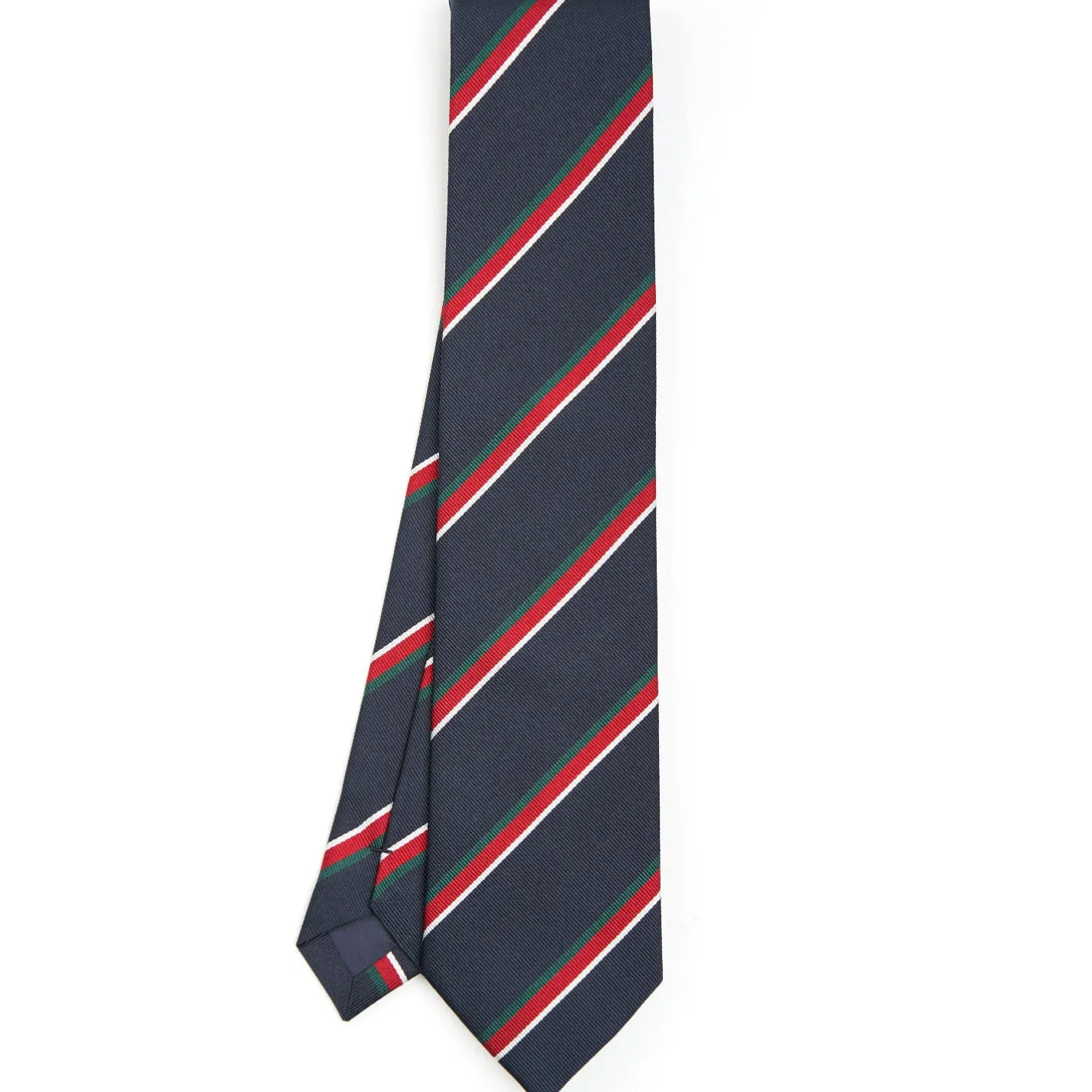 E.Marinella CRAVATTA REGIMENTAL IN SETA BLU SCURO Righe verdi e rosse Hot