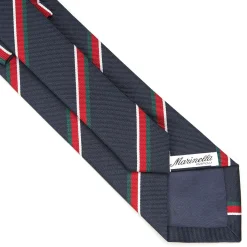 E.Marinella CRAVATTA REGIMENTAL IN SETA BLU SCURO Righe verdi e rosse Hot