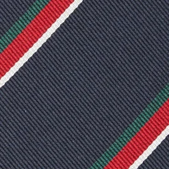 E.Marinella CRAVATTA REGIMENTAL IN SETA BLU SCURO Righe verdi e rosse Hot