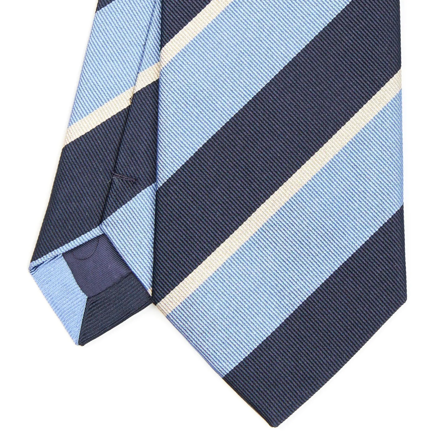 E.Marinella CRAVATTA REGIMENTAL IN SETA BLU SCURO Righe azzurre e bianche Hot
