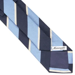 E.Marinella CRAVATTA REGIMENTAL IN SETA BLU SCURO Righe azzurre e bianche Hot