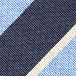 E.Marinella CRAVATTA REGIMENTAL IN SETA BLU SCURO Righe azzurre e bianche Hot