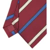 E.Marinella CRAVATTA REGIMENTAL IN SETA BORDEAUX Righe beige e azzurre New