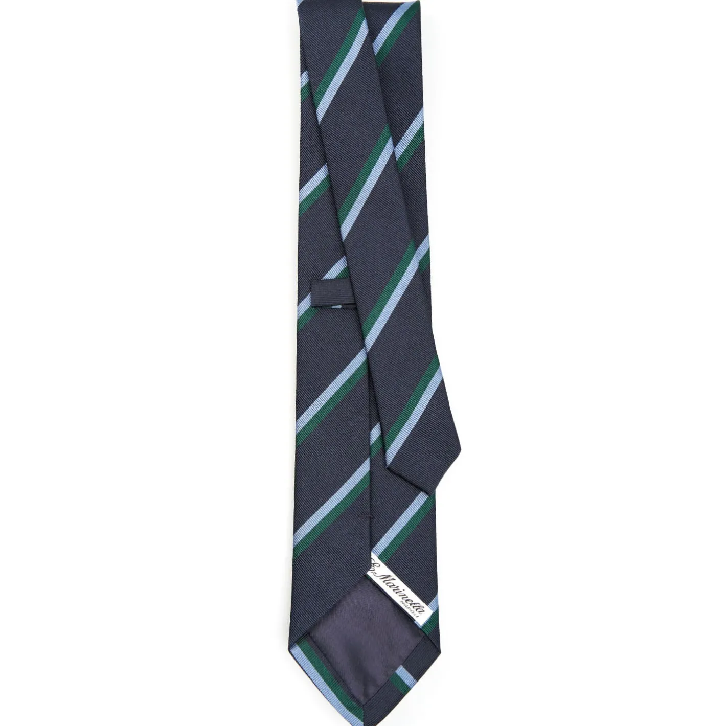 E.Marinella CRAVATTA REGIMENTAL IN SETA BLU SCURO Righe azzurre e verdi Online