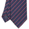 E.Marinella CRAVATTA REGIMENTAL IN SETA BLU SCURO Righe rosse Sale