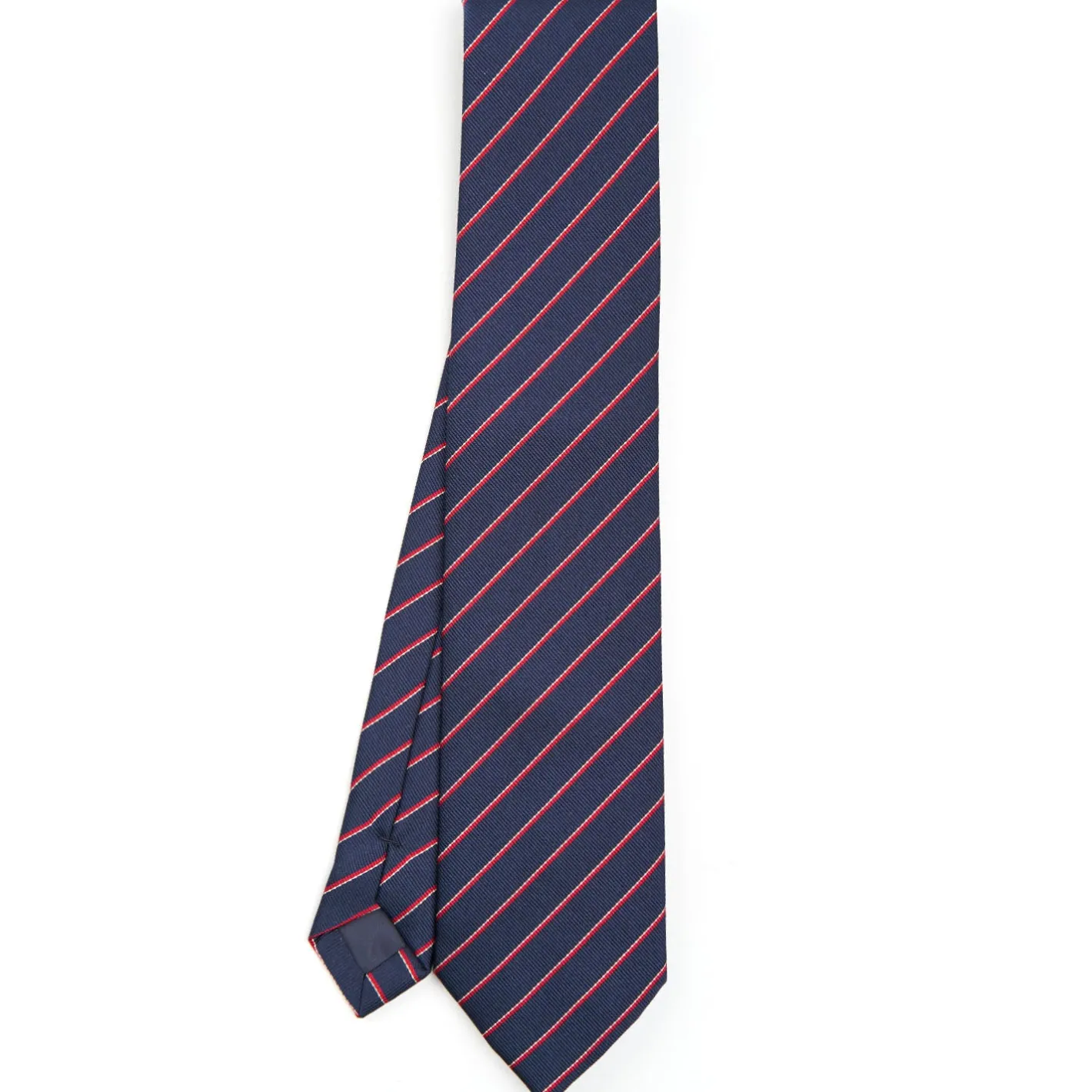 E.Marinella CRAVATTA REGIMENTAL IN SETA BLU SCURO Righe rosse Sale