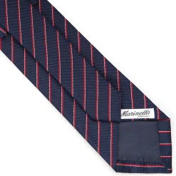 E.Marinella CRAVATTA REGIMENTAL IN SETA BLU SCURO Righe rosse Sale