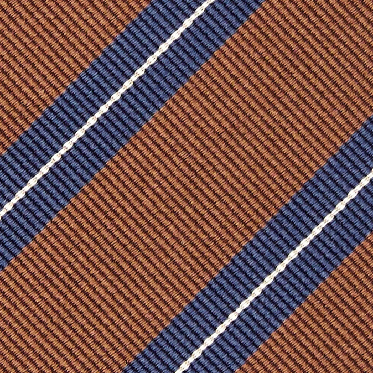 E.Marinella CRAVATTA REGIMENTAL IN SETA MARRONE SCURO Righe blu e bianche Hot