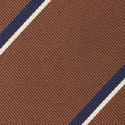 E.Marinella CRAVATTA REGIMENTAL IN SETA MARRONE SCURO Righe blu e bianche Online